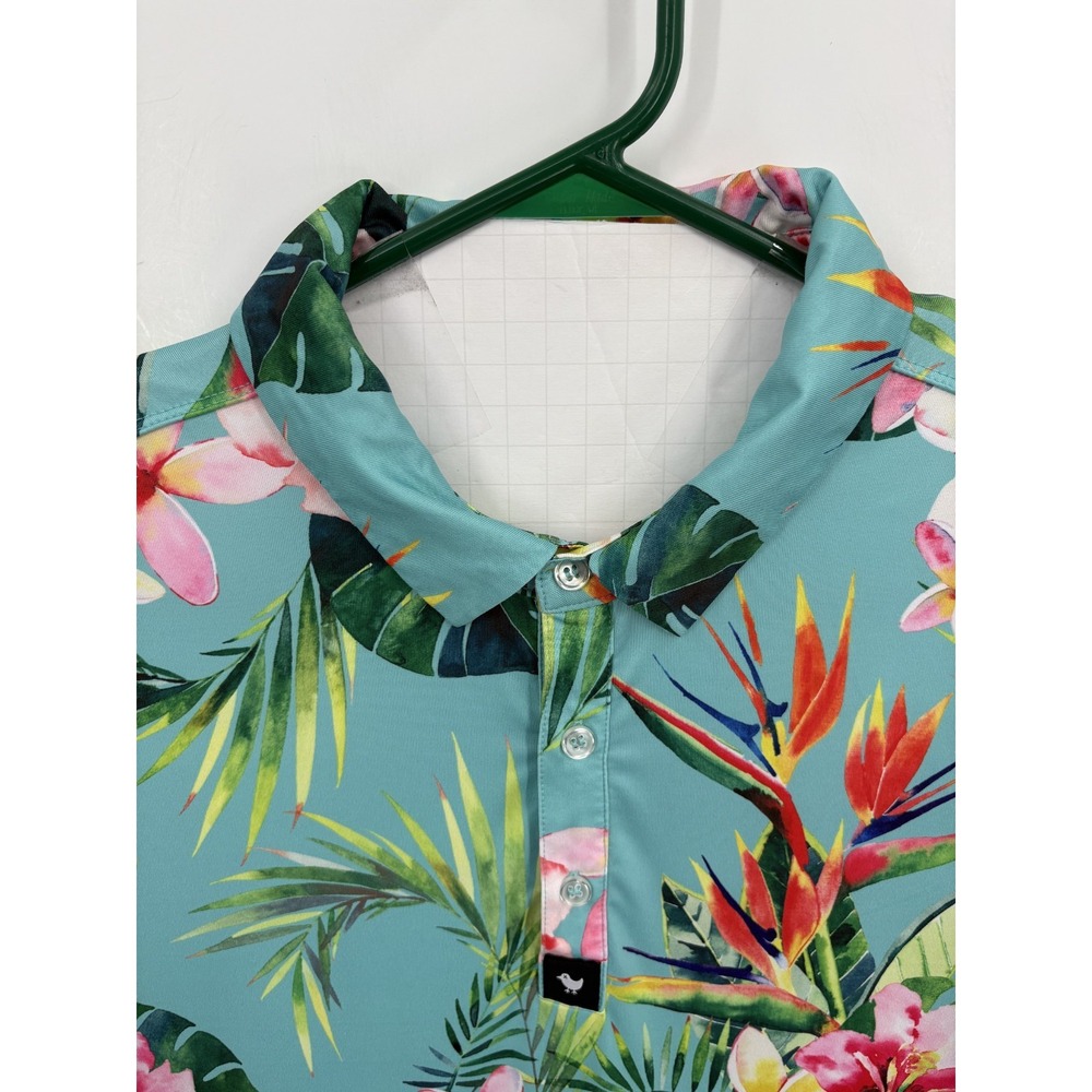 Bad Birdie Polo Shirt Men's XL Bright Floral Abstract Golf Performance Stretch - Picture 4 of 7